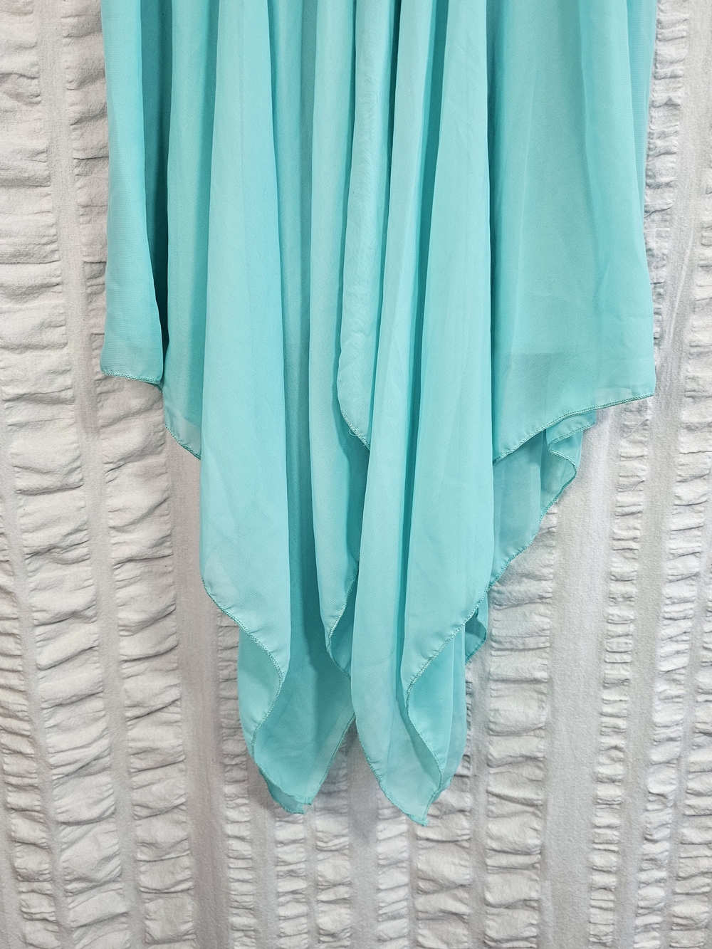 Women's Fairycore Handkerchief Hem Sheer Skirt Aqua with Cream Waistband  Rue21 - Picture 4 of 14